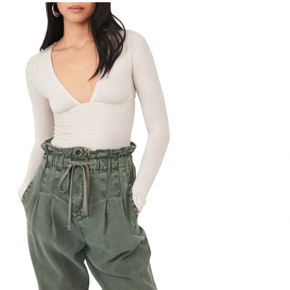 Free People Lindsey Plunge V Neck Top - Picture 1 of 4